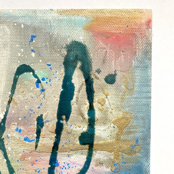 Scripting 4 - Original Wall Art Liquid Oil Paint & Marker Signed Painting 6”x8” - Picture 9 of 10